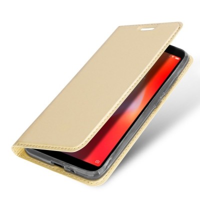 „Dux Ducis“ Skin serijos Xiaomi Redmi 6 auksinis odinis atverčiamas dėklas / Priedai.lt