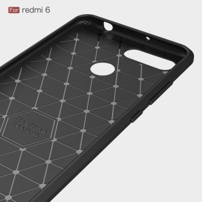 Xiaomi Redmi 6 „Carbon“ kieto silikono TPU juodas dėklas - nugarėlė / Priedai.lt