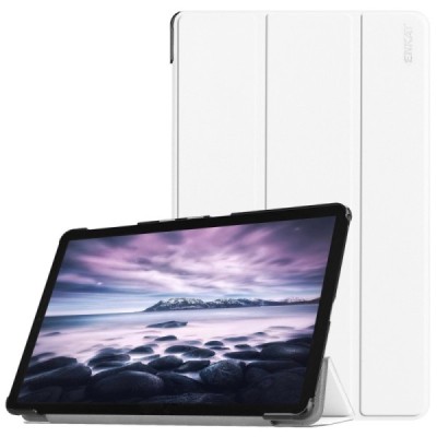 Samsung Galaxy Tab A 10.5 2018 (T590, T595) atverčiamas baltas odinis dėklas - knygutė / Priedai.lt