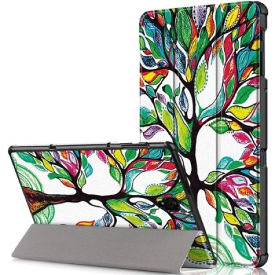 Samsung Galaxy Tab A 10.5 2018 (T590, T595) Wood atverčiamas spalvotas, baltas odinis dėklas - knygutė / Priedai.lt