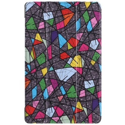 Samsung Galaxy Tab A 10.5 2018 (T590, T595) Mozaika atverčiamas spalvotas, baltas odinis dėklas - knygutė / Priedai.lt
