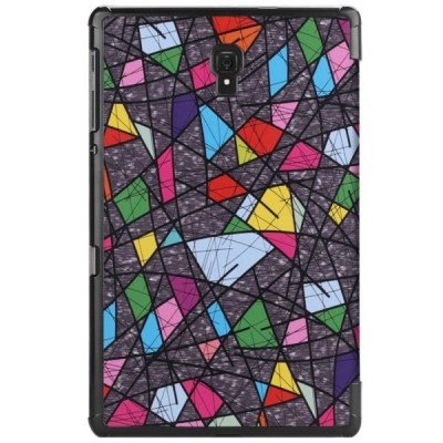 Samsung Galaxy Tab A 10.5 2018 (T590, T595) Mozaika atverčiamas spalvotas, baltas odinis dėklas - knygutė / Priedai.lt