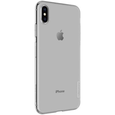 Apple iPhone Xs Max Nillkin Nature plonas pilkas (permatomas) silikoninis TPU bespalvis dėklas / Priedai.lt