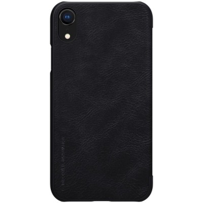 Prabangus „Nillkin“ Qin serijos juodas odinis atverčiamas Apple iPhone Xr dėklas / Priedai.lt