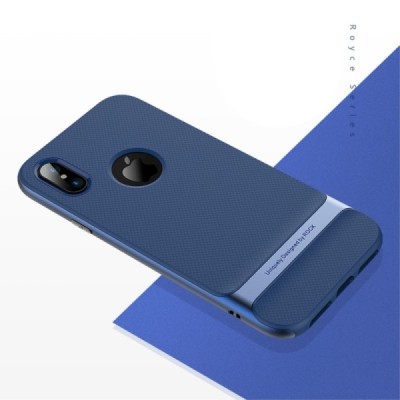 „Rock“ Royce sustiprintos apsaugos Apple iPhone X (iPhone Xs) mėlynas kieto silikono (TPU) ir plastiko dėklas / Priedai.lt