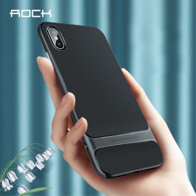 „Rock“ Royce sustiprintos apsaugos Apple iPhone Xs Max juodas kieto silikono (TPU) ir plastiko dėklas / Priedai.lt