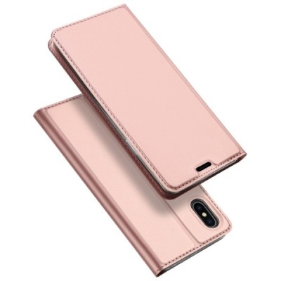 „Dux Ducis“ Skin serijos Apple iPhone Xs Max rožinis odinis atverčiamas dėklas / Priedai.lt