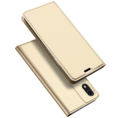„Dux Ducis“ Skin serijos Apple iPhone Xr auksinis odinis atverčiamas dėklas / Priedai.lt