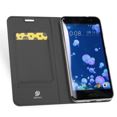 „Dux Ducis“ Skin serijos HTC U11 (U11 Dual) juodas odinis atverčiamas dėklas / Priedai.lt