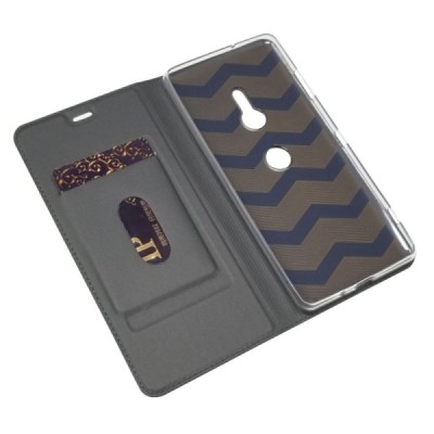 „Dux Ducis“ Skin serijos Sony Xperia XZ3 juodas odinis atverčiamas dėklas / Priedai.lt