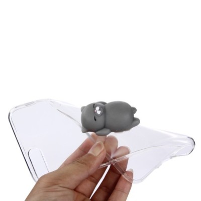Apple iPhone 7 Plus (iPhone 8 Plus) „Squezy“ Grey Cat kieto silikono TPU skaidrus dėklas - nugarėlė / Priedai.lt