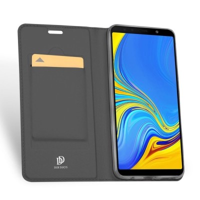 „Dux Ducis“ Skin serijos Samsung Galaxy A7 (2018) juodas odinis atverčiamas dėklas / Priedai.lt
