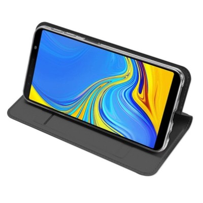 „Dux Ducis“ Skin serijos Samsung Galaxy A7 (2018) juodas odinis atverčiamas dėklas / Priedai.lt