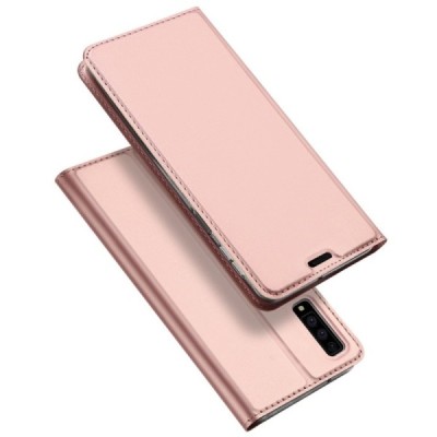 „Dux Ducis“ Skin serijos Samsung Galaxy A7 (2018) rožinis odinis atverčiamas dėklas / Priedai.lt