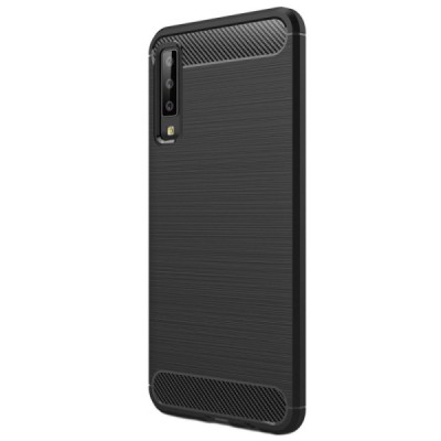 Samsung Galaxy A7 (2018) „Carbon“ kieto silikono TPU juodas dėklas - nugarėlė / Priedai.lt