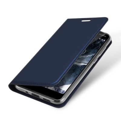 „Dux Ducis“ Skin serijos Nokia 5.1 (2018) tamsiai mėlynas odinis atverčiamas dėklas / Priedai.lt