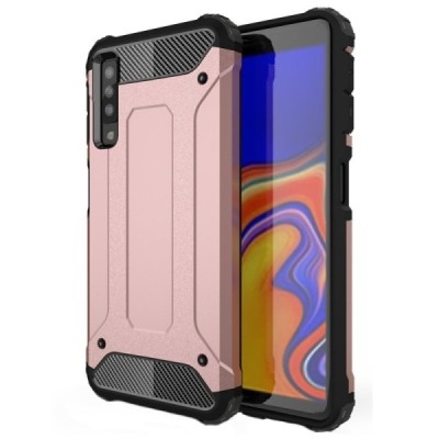 Sustiprintos apsaugos Samsung Galaxy A7 (2018) auksinis kieto silikono (TPU) ir plastiko dėklas / Priedai.lt