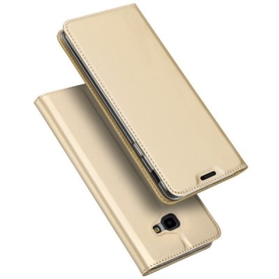 „Dux Ducis“ Skin serijos Samsung Galaxy J4+ auksinis odinis atverčiamas dėklas / Priedai.lt