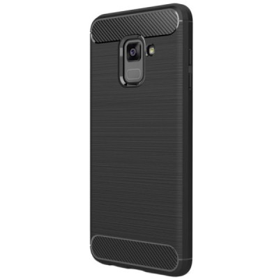 Samsung Galaxy A8 (2018) A530F „Carbon“ kieto silikono TPU juodas dėklas - nugarėlė / Priedai.lt
