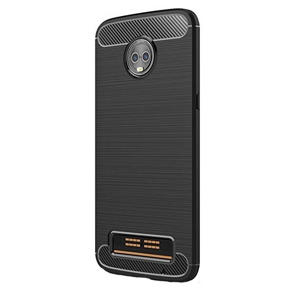 „Carbon“ kieto silikono (TPU) dėklas - juodas (Moto Z3 Play)