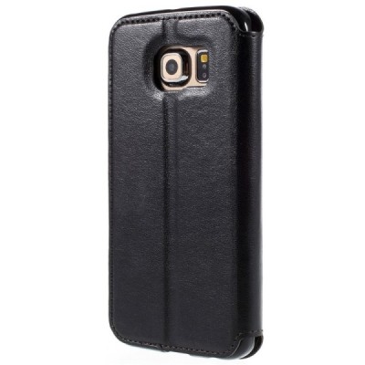 Roar Noble atverčiamas Samsung Galaxy S6 Edge (G925) juodas odinis dėklas / Priedai.lt