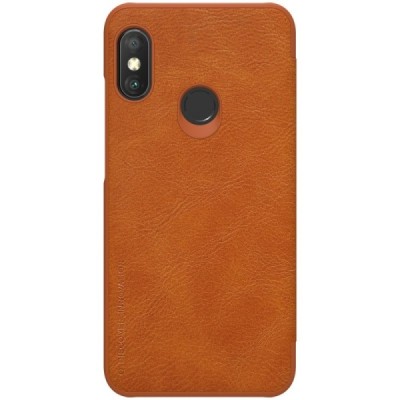 Prabangus „Nillkin“ Qin serijos rudas odinis atverčiamas Xiaomi Redmi 6 Pro (Mi A2 Lite) dėklas / Priedai.lt