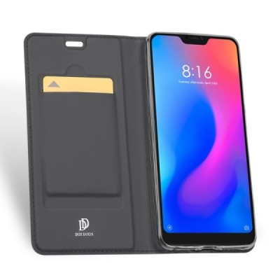 „Dux Ducis“ Skin serijos Xiaomi Redmi 6 Pro (Mi A2 Lite) juodas odinis atverčiamas dėklas / Priedai.lt