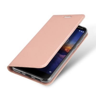 „Dux Ducis“ Skin serijos Nokia 3.1 (2018) rožinis odinis atverčiamas dėklas / Priedai.lt