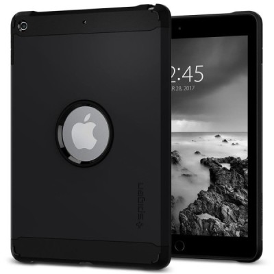 Apple iPad 9.7" 2017 (iPad 9.7" 2018) „Spigen“ Tough Armor sustiprintos apsaugos dėklas - juodas - nugarėlė / Priedai.lt