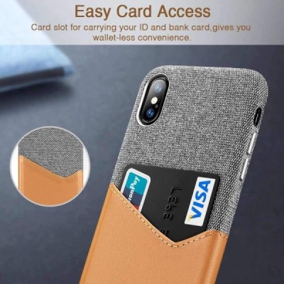 „ESR“ Metro Apple iPhone Xs Max  rudas, pilkas odinis dėklas - nugarėlė su kišenėle kortelėms / Priedai.lt