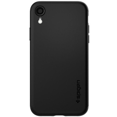 „Spigen“ Thin Fit 360 plastikinis Apple iPhone Xr juodas dėklas - nugarėlė + apsauginis ekrano stiklas / Priedai.lt