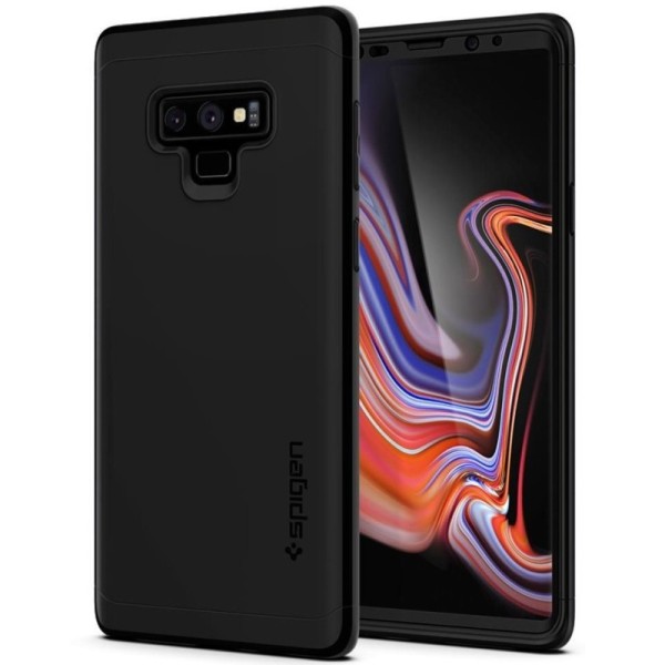„Spigen“ Thin Fit 360 plastikinis dėklas - juodas + apsauginis ekrano stiklas (Galaxy Note 9)