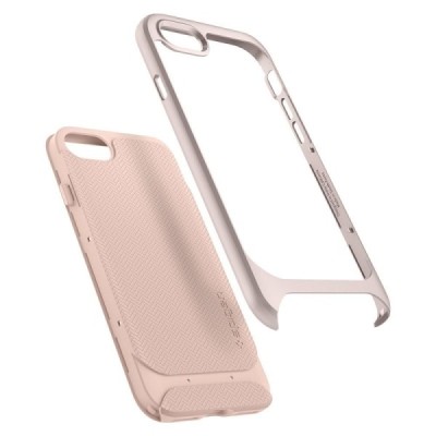 „Spigen“ Neo Hybrid Herringbone sustiprintos apsaugos Apple iPhone 7 (iPhone 8) rožinis kieto silikono (TPU) ir plastiko dėklas 