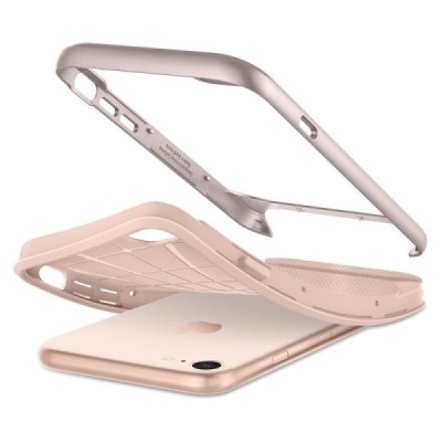 „Spigen“ Neo Hybrid Herringbone sustiprintos apsaugos Apple iPhone 7 (iPhone 8) rožinis kieto silikono (TPU) ir plastiko dėklas 