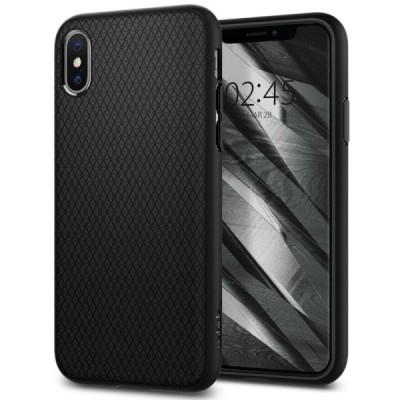„Spigen“ Liquid Air Apple iPhone X (iPhone Xs) juodas kieto silikono dėklas / Priedai.lt