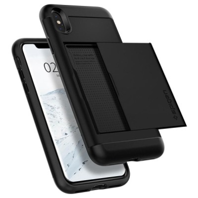 „Spigen“ Slim Armor CS Apple iPhone X (iPhone Xs) juodas kieto silikono dėklas / Priedai.lt