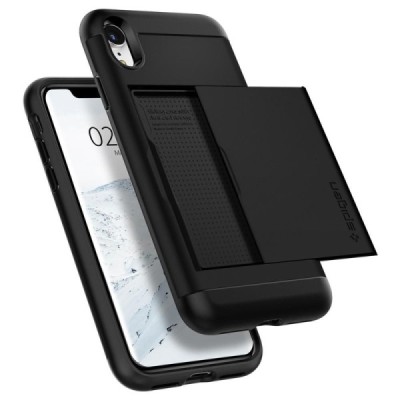 „Spigen“ Slim Armor CS Apple iPhone Xr juodas kieto silikono dėklas / Priedai.lt