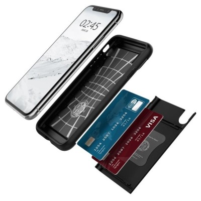 „Spigen“ Slim Armor CS Apple iPhone Xr juodas kieto silikono dėklas / Priedai.lt