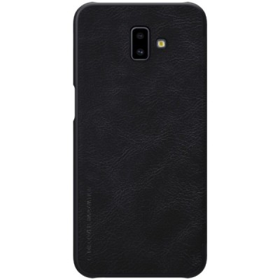 Prabangus „Nillkin“ Qin serijos juodas odinis atverčiamas Samsung Galaxy J6+ 2018 (J610) dėklas / Priedai.lt