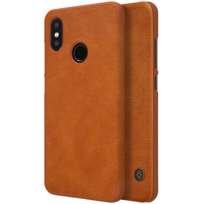 Prabangus „Nillkin“ Qin serijos rudas odinis atverčiamas Xiaomi Mi 8 dėklas / Priedai.lt