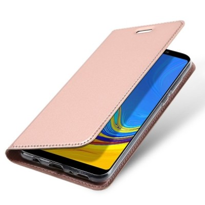 „Dux Ducis“ Skin serijos Samsung Galaxy A9 2018 (A9 Star Pro) rožinis odinis atverčiamas dėklas / Priedai.lt