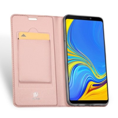 „Dux Ducis“ Skin serijos Samsung Galaxy A9 2018 (A9 Star Pro) rožinis odinis atverčiamas dėklas / Priedai.lt