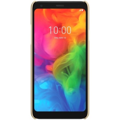 LG Q7 Nillkin Frosted Shield auksinis plastikinis dėklas + apsauginė ekrano plėvelė / Priedai.lt