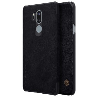 Prabangus „Nillkin“ Qin serijos juodas odinis atverčiamas LG G7 ThinQ dėklas / Priedai.lt