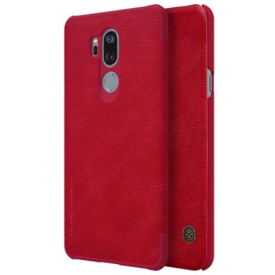 Prabangus „Nillkin“ Qin serijos raudonas odinis atverčiamas LG G7 ThinQ dėklas / Priedai.lt