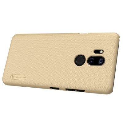 LG G7 ThinQ Nillkin Frosted Shield auksinis plastikinis dėklas + apsauginė ekrano plėvelė / Priedai.lt