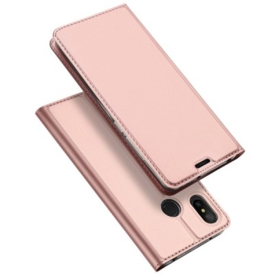 „Dux Ducis“ Skin serijos Xiaomi Redmi 6 Pro (Mi A2 Lite) rožinis odinis atverčiamas dėklas / Priedai.lt