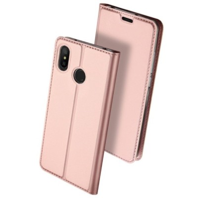 „Dux Ducis“ Skin serijos Xiaomi Redmi 6 Pro (Mi A2 Lite) rožinis odinis atverčiamas dėklas / Priedai.lt