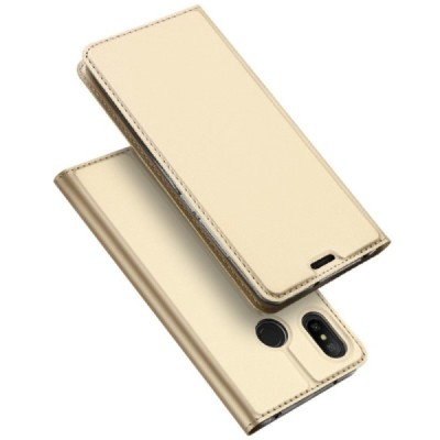„Dux Ducis“ Skin serijos Xiaomi Redmi 6 Pro (Mi A2 Lite) auksinis odinis atverčiamas dėklas / Priedai.lt