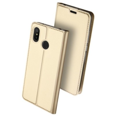 „Dux Ducis“ Skin serijos Xiaomi Redmi 6 Pro (Mi A2 Lite) auksinis odinis atverčiamas dėklas / Priedai.lt